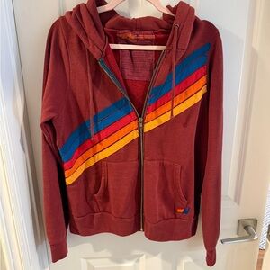 Aviator Nation Maroon Hoodie with Orange Accents